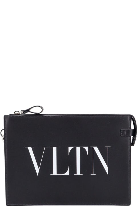 Totes for Men Valentino Garavani Logo Printed Zipped Clutch Bag