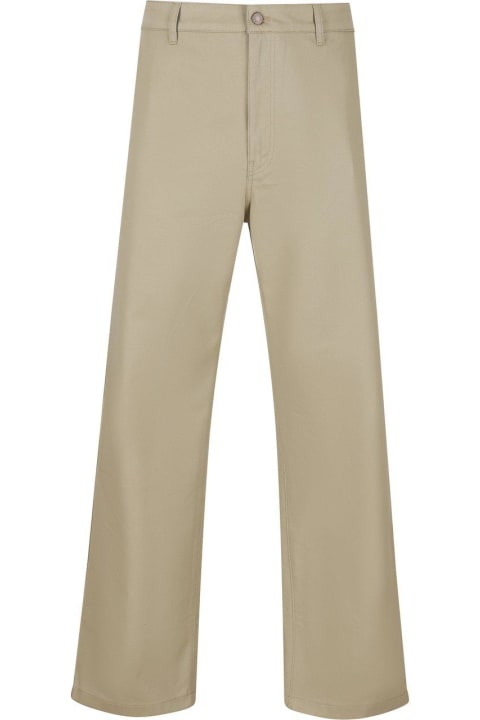 Button Detailed Straight Leg Trousers
