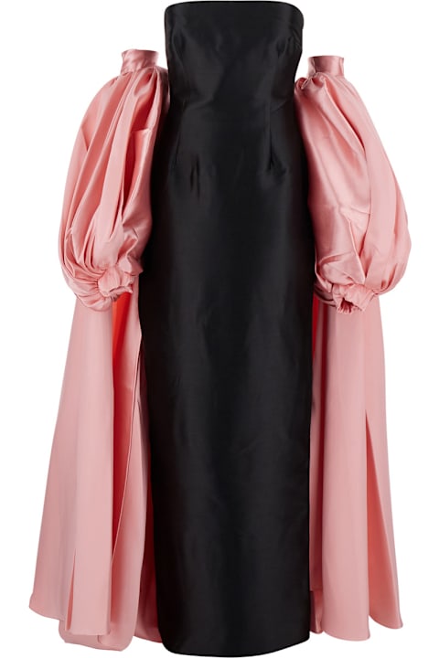 Solace London Clothing for Women Solace London 'lea' Black Long Dress With Rear Cape Insert And Train In Tech Fabric Stretch Woman
