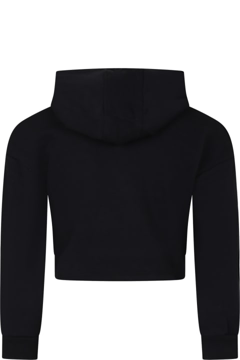 Rykiel Enfant Sweaters & Sweatshirts for Girls Rykiel Enfant Black Sweatshirt For Girl With Rhinestone Logo