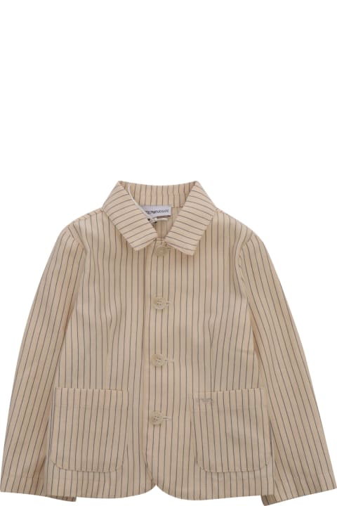 Topwear for Boys Emporio Armani Beige Striped Jacket