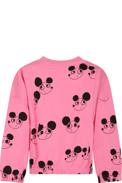 Mini Rodini Sweaters & Sweatshirts for Girls Mini Rodini Pink Sweatshirt For Girl With Mice