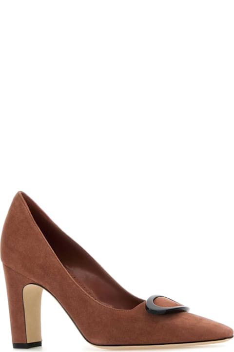 Manolo Blahnik لـ Kids Manolo Blahnik Dark Pink Suede Fenixhi Pumps