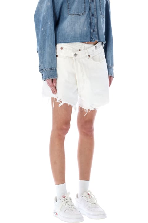 Shredded Crossover Denim Shorts