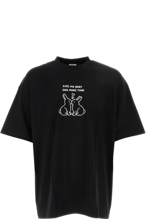 ウィメンズ新着アイテム VETEMENTS Black Stretch Cotton Oversize T-shirt