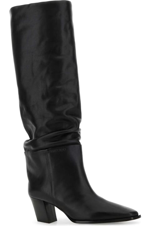 Jimmy Choo Black Leather Hart 60 Boots