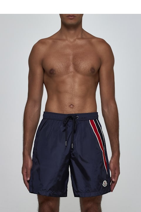 Moncler Pants for Men Moncler Logo Swim Shorts