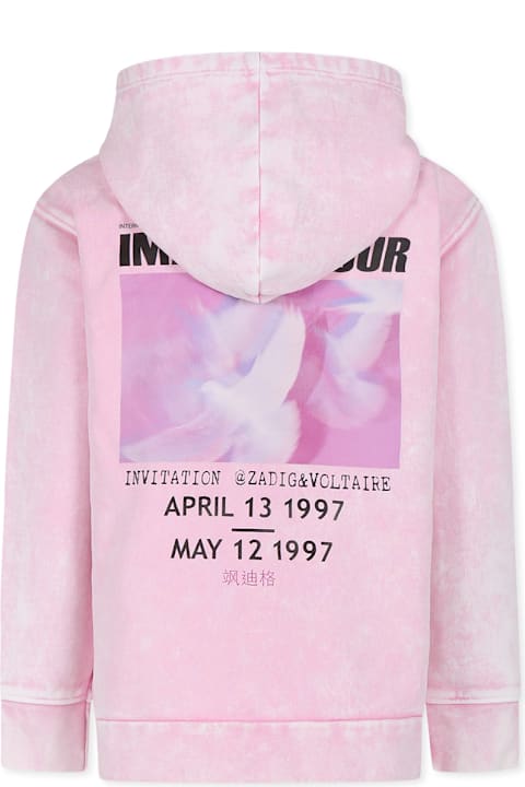 Zadig & Voltaire Sweaters & Sweatshirts for Girls Zadig & Voltaire Pink Sweatshirt For Girl With Print