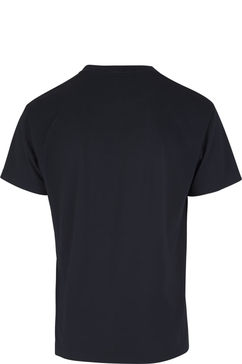 Man Navy Blue T-shirt With "micro Graphics One" Print