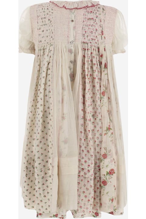 Péroのガールズ Péro Silk Dress With Floral Pattern