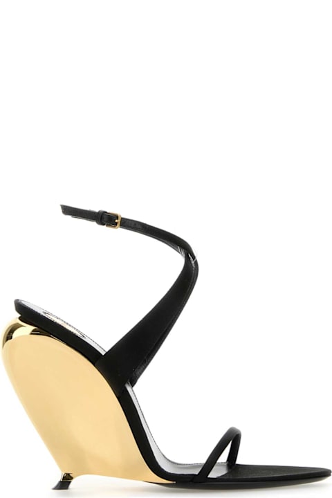 Saint Laurent for Women Saint Laurent Black Crepe Tallulah Wedges