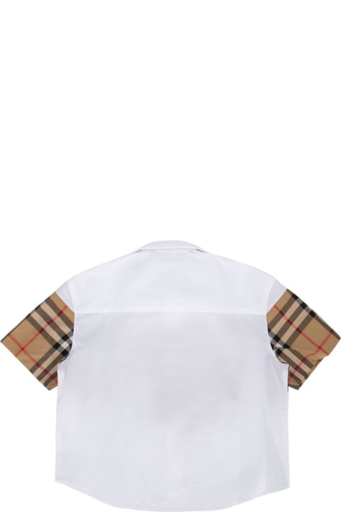 Fashion for Baby Boys Burberry Check Pattern Short-sleeved Shirt