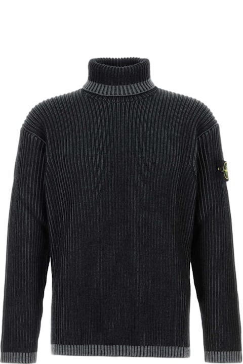 Sweaters for Men Stone Island Black Wool Sweater