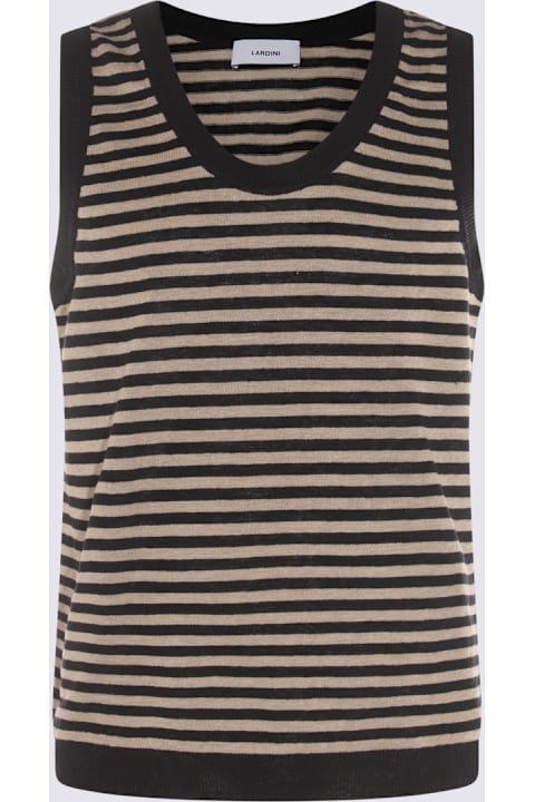 Lardini Topwear for Men Lardini Black And Cream Linen Top