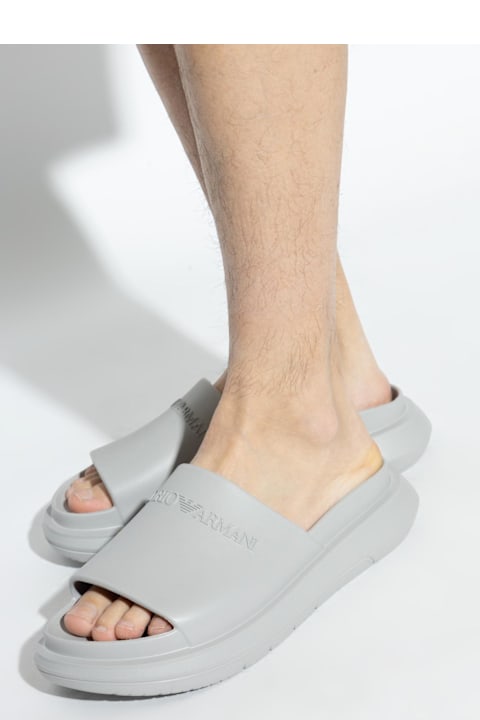 Emporio Armani أحذية لـ القسم الرجالي Emporio Armani Emporio Armani Rubber Flip-flops With Logo