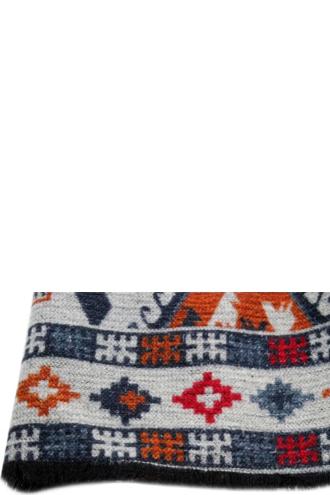 Scarves for Men Kiton Light Scarf With Small Fringes At The Bottom With A Patterned Motif