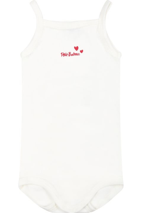Petit Bateau Bodysuits & Sets for Baby Boys Petit Bateau White Set For Baby Girl With Hearts