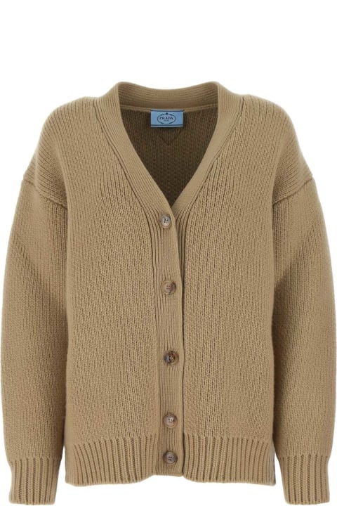 Prada Sweaters for Women Prada Beige Wool Blend Oversize Cardigan