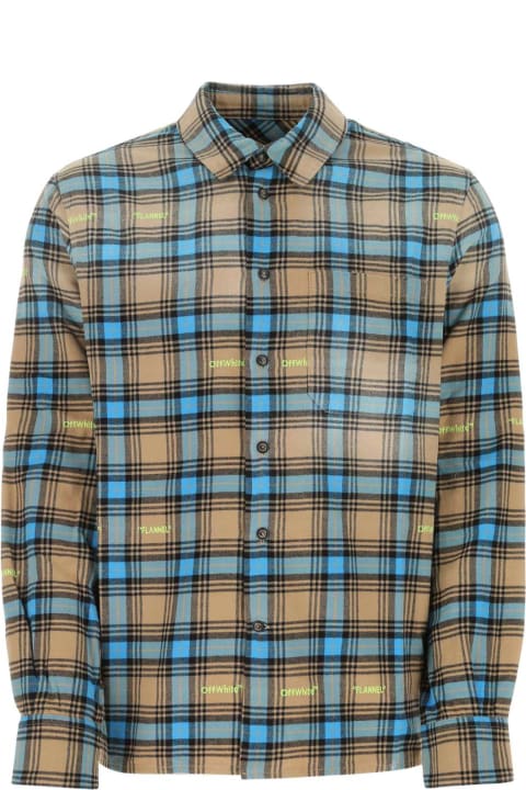 Off-White Shirts for Men Off-White Embroidered Flannel Shirt