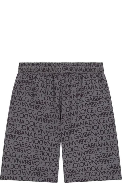Bottoms for Boys Dolce & Gabbana Grey Bermuda Shorts With All-over Logo