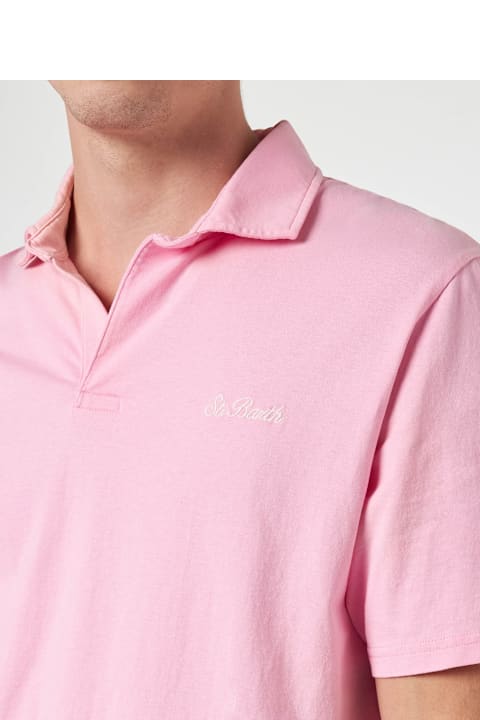 Homeware MC2 Saint Barth Man Pink Cotton Jersey Polo Shirt Brighton