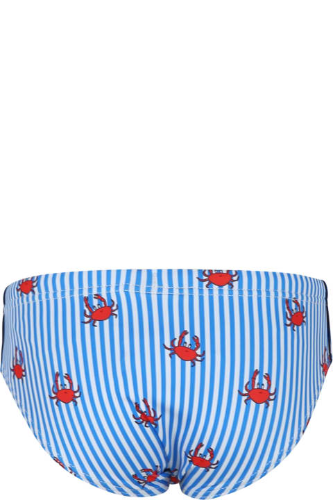 Swimwear for Boys MC2 Saint Barth Light Blue Swim Briefs For Boy With Crab Print