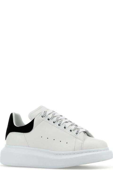 Homeware Alexander McQueen White Leather Sneakers With Black Suede Heel