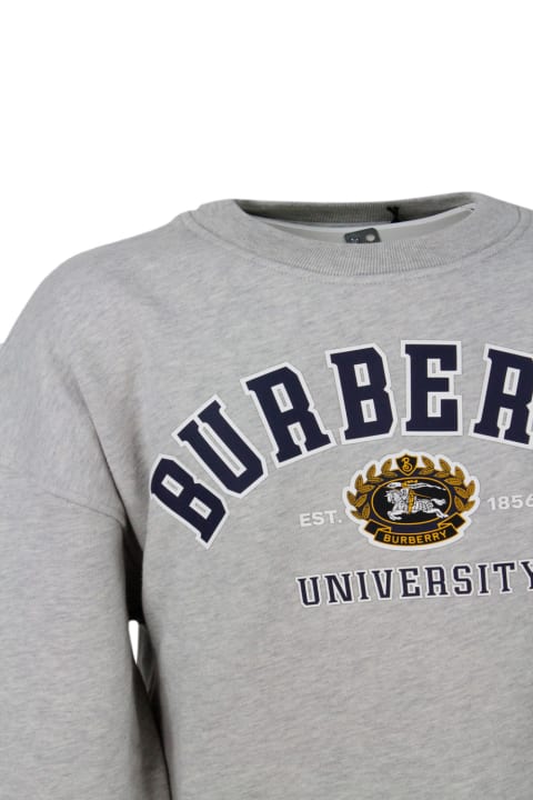 Sale for Boys Burberry Crewneck Sweatshirt In Cotton Jersey With Logo Print And University Writing On The Front