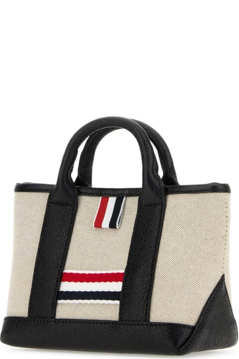 Thom Browne Totes for Women Thom Browne Sand Canvas Micro Rwb-stripe Handbag