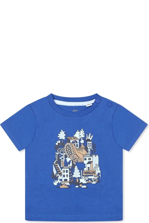 Timberland T-Shirts & Polo Shirts for Baby Boys Timberland Light Blue T-shirt For Baby Boy With Logo And Shoe Print