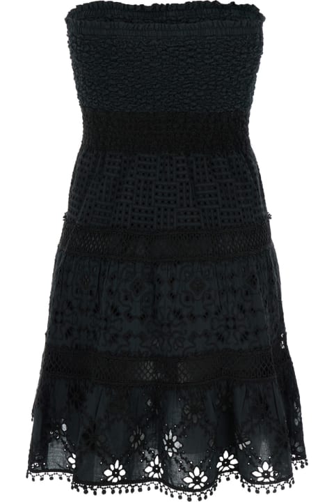 Fashion for Women Temptation Positano Black Short Embroidered Dress In Cotton Woman