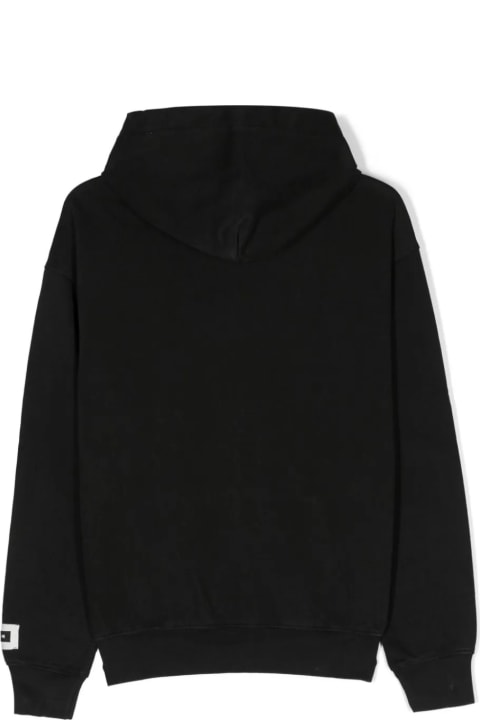 Sweaters & Sweatshirts for Boys MSGM Black Hoodie With Logo And Rhinestones