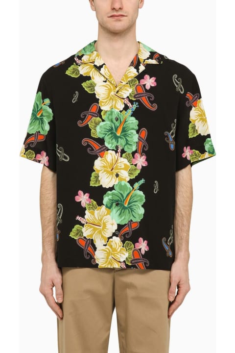 Etro Shirts for Men Etro Black Viscose Floral Print Shirt
