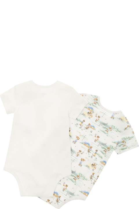 Sale for Baby Girls Polo Ralph Lauren White Set Of Two Onesie With Teddy Bear Print In Cotton Baby