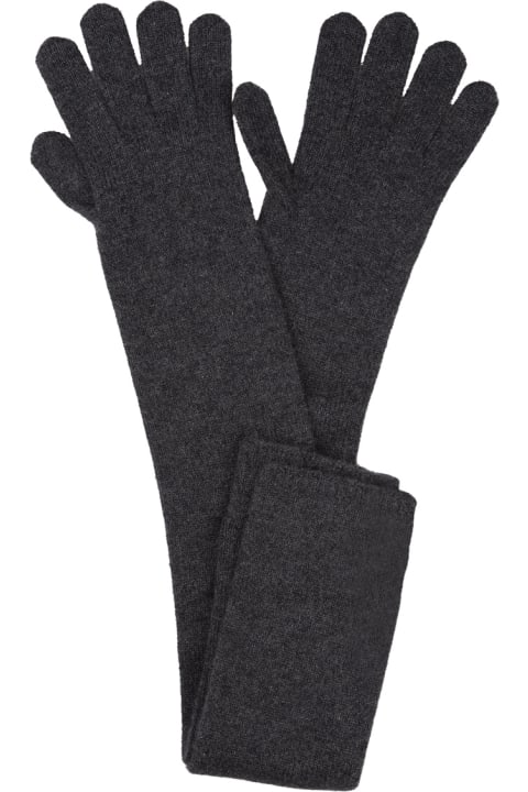 Max Mara قفازات لـ السيدات Max Mara Grey Timor Long Gloves