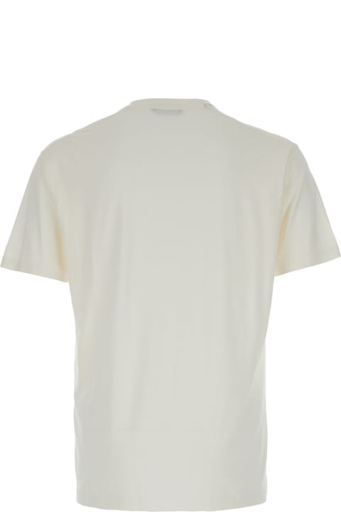Tom Ford Topwear for Men Tom Ford White Crewneck T-shirt With Tf Embroidery In Lyocell And Cotton Blend Man