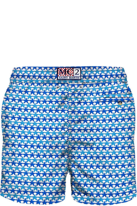 Fashion for Men MC2 Saint Barth Man Swim Shorts With Starfishes Print