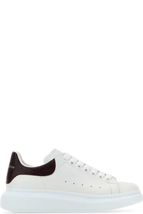 Fashion for Men Alexander McQueen White Leather Sneakers With Burgundy Leather Heel