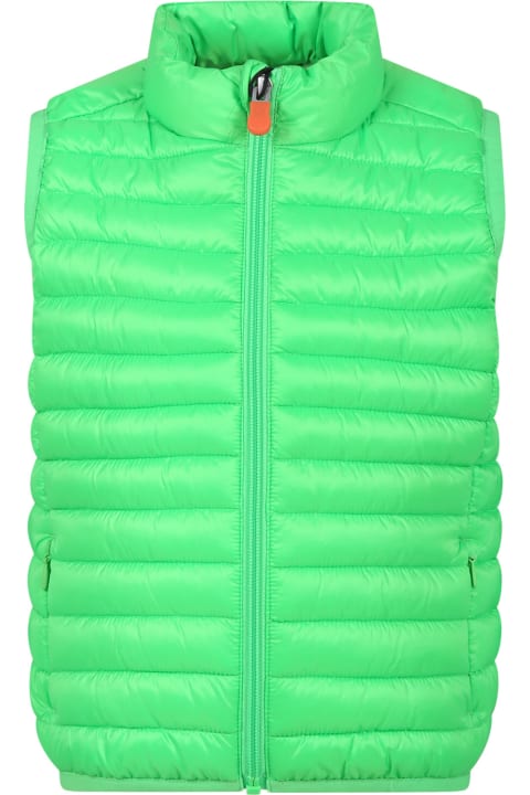 Save the Duck for Kids Save the Duck Green Ozam Down Jacket For Boy With Logo