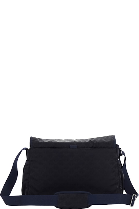 Homeware Emporio Armani Blue Crossbody Bag With Adjustable Shoulder Strap And All-over Logo Embroidery In Tech Fabric Boy