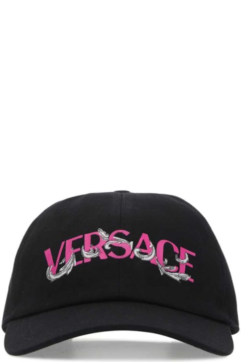 ウィメンズ Versaceの帽子 Versace Black Cotton Baseball Cap