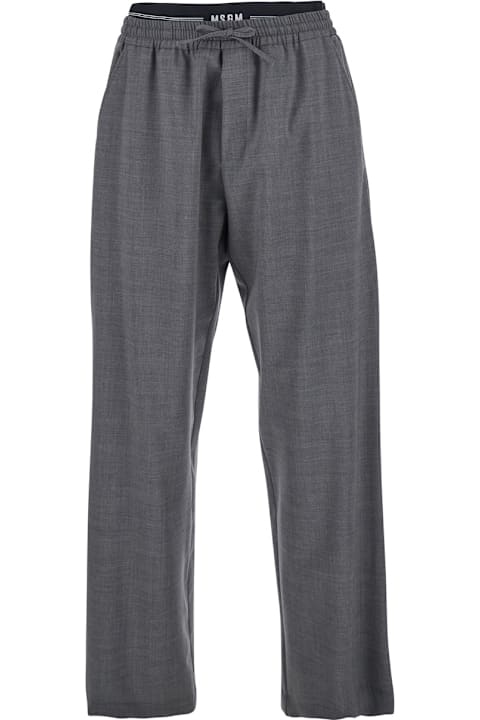 MSGM for Kids MSGM Grey Pants With Elastic Drawstring Waist In Wool Stretch Man