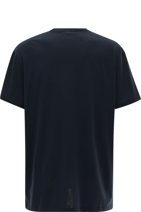Blue Crewneck T-shirt With Logo In Jersey Man Alexander Mcqueen