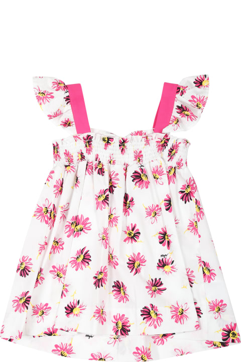 Fashion for Baby Boys MSGM White Dress For Baby Girl With Flowers Print