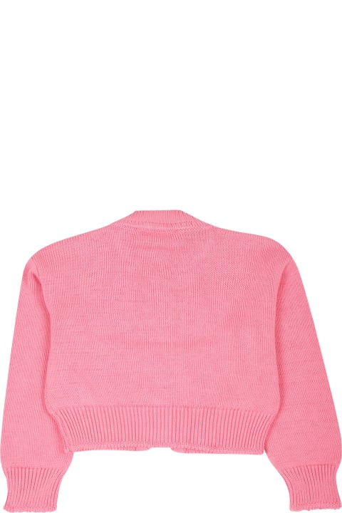 MSGM for Kids MSGM Pink Cardigan For Baby Girl With Cherry