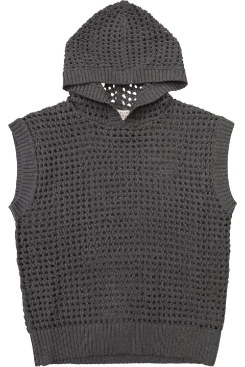 Sweaters & Sweatshirts for Girls Brunello Cucinelli Dazzling Net Cotton Hoodie
