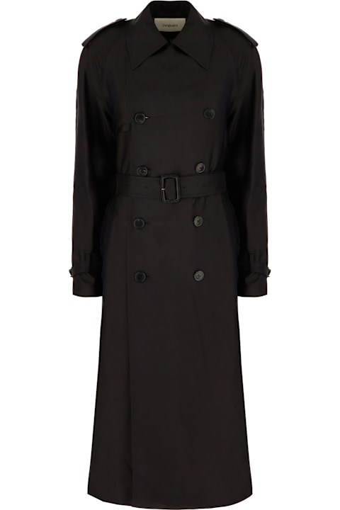 Saint Laurent Clothing for Women Saint Laurent Black Silk Trench