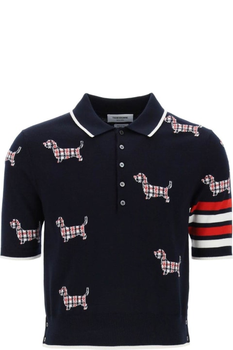 Thom Browne for Men Thom Browne Hector Intarsia-knit Short Sleeved Polo Top