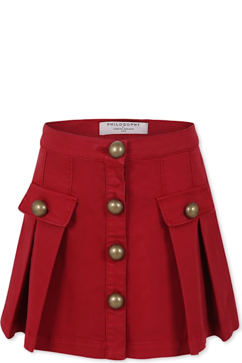 Philosophy di Lorenzo Serafini for Men Philosophy di Lorenzo Serafini Red Skirt For Girl With Logo