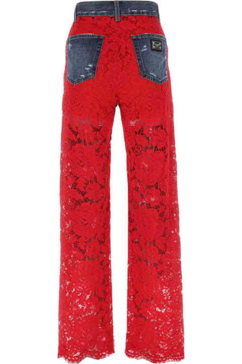 Dolce & Gabbana Women Dolce & Gabbana Two-tone Denim And Lace Jeans
